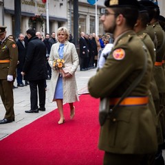 Oficiální uvítací ceremonie před velkovévodským palácem, státní návštěva Lucemburského velkovévodství, Lucembursko, 29.2. 2024, foto: Zuzana Bönisch 